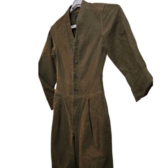 Lucky Brand Olive Utility Jumpsuit XS Cropped Workwear Style - Picture 4 of 8